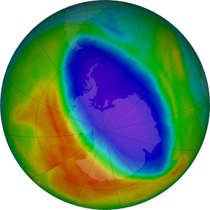 Antarctic ozone map for 11 October 2024